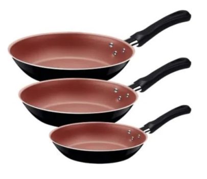 Tramontina JOGO FRIGIDEIRAS 3PCS CARIBE PRETO – SORTIDOS DE ALUMINIO COM REV ANTIADERENTE E POLIESTER