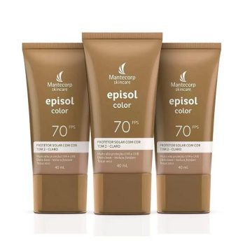 3 Protetor Solar Episol Color Tom 2 – Claro Fps 70 Com 40ML – Mantecorp Skincare