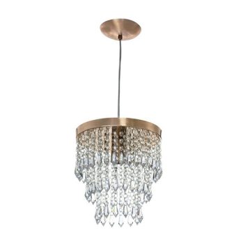 Lustre Pendente De Cristal Acrílico Manucrillic Cobre