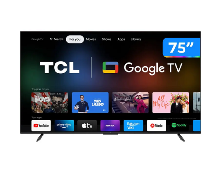 Smart TV 75” 4K LED TCL 75P735 VA 60Hz Hands – Free Wi-Fi Bluetooth HDR Alexa Google Assistente