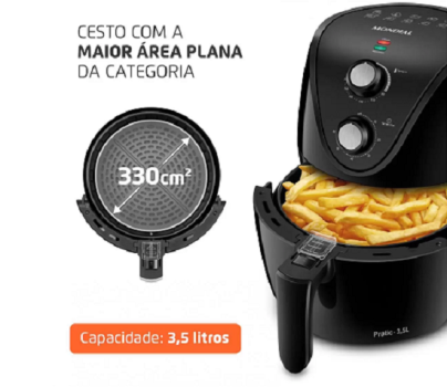 Fritadeira Elétrica sem Óleo/Air Fryer Mondial – Family AF-35-BF Preta 3,5L com Timer