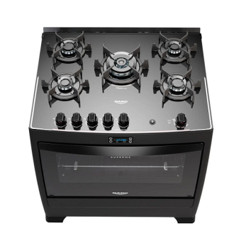 Fogão 5 Bocas Preto com Mesa de Vidro e Timer Digital Dako Supreme Black Glass Bivolt
