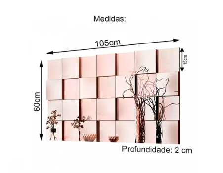 Espelho Decorativo 3D 105x60cm Liverpool Para Sala Quarto Cozinha – 28PÇ – Papel e Parede