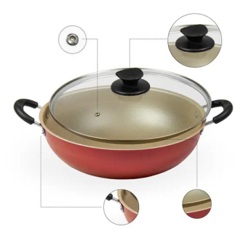 Panela Resistente Tacho Paella Moqueca 32 Cm Tampa Vidro Antiaderente Alças Laterais Frigideira Brasil – All Stock