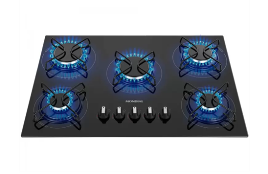 Cooktop 5 Bocas Mondial a Gás GLP Preto – CTG-02