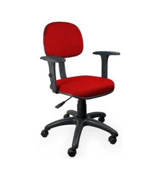 Cadeira de Escritório Secretária Giratória com braço regulável Gatilho Tecido — Qualiflex (Vermelho)