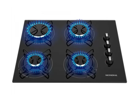 Cooktop 4 Bocas Mondial a Gás GLP Preto – CTG-01