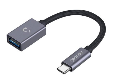 Geonav Adaptador USB-C (tipo C) macho para USB 3.1 fêmea, com função OTG (On the Go) permite conexões com pen drives, HDs externos e outros dispositivos com saída USB, 16.5 cm, UCA01, Prata
