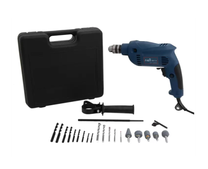 Furadeira de Impacto Nell 400W Velocidade Variável e Reversível 3/8” com Maleta 19 Peças MB7135