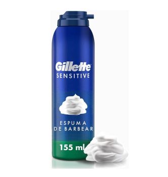 Gillette Sensitive Espuma de Barbear com Mais Lubrificação para um Barbear Suave, Ideal para Homens com Pele Sensível, 155mL