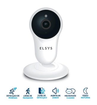Câmera de Segurança Wi-Fi Compatível com Alexa, HD 720p ESC-WY3, Elsys, Branca