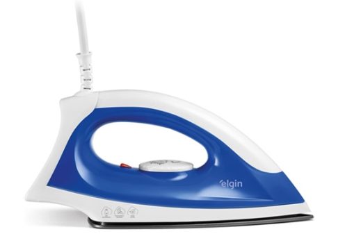 Ferro de Passar a Seco Iron Force Elgin Super Leve Branco e Azul Base Antiaderente 127V