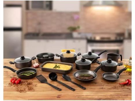 Jogo de Panelas Eirilar Antiaderente de Alumínio – Grafite 14 Peças Especial