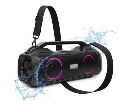 Caixa de Som 80w Moob Fun Portátil Conectividade Bluetooth 5.0 Resistente á Água IPX5 Iluminação Led Função TWS Cartão SD Assistente Google e Siri