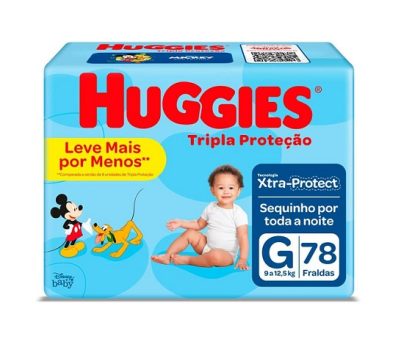 Huggies Tripla Proteção – Fralda descartável, Tamanho G, 78 Fraldas
