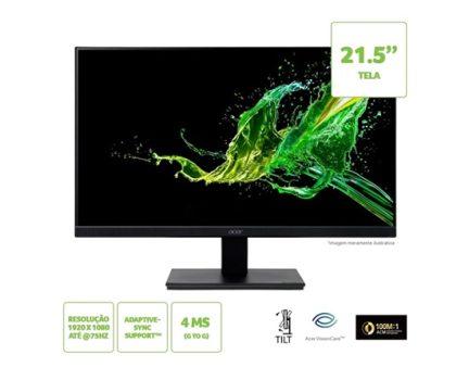 ACER Monitor series V7 V227Q A 75Hz Tela de 21.5” Led VA (1920 x 1080) Full HD Brilho250 nits Adaptive-Sync Support, Preto