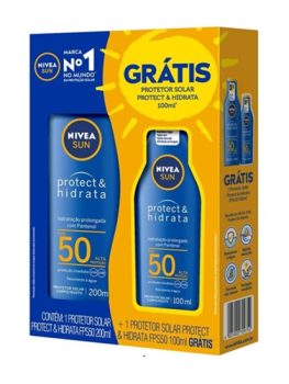 Kit NIVEA SUN Protetor Solar Protect & Hidrata FPS50 200ml + Protetor Solar Protect & Hidrata FPS50 100ml, Nivea