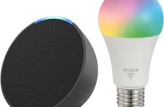 Echo Pop | Smart speaker compacto com som envolvente e Alexa | Cor Preta + Lâmpada Smarteck 12W