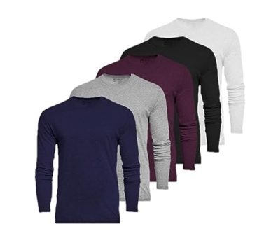 Kit 5 Camisetas Manga Longa Masculinas Slim Algodão 30.1 Zaroc