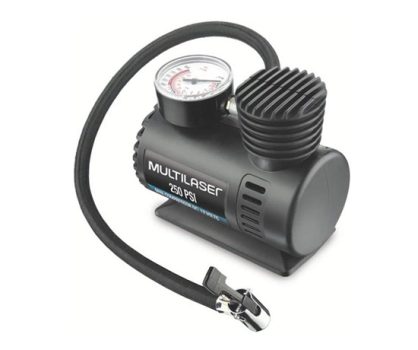 Compressor de Ar 12v Vazão 15l + Min 250psi 3 Bicos Adaptadores Multilaser – AU601