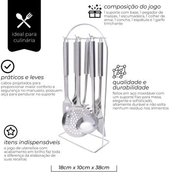 Jogo de Utensílios com 7 Peças Mesa Mimo Style Prata