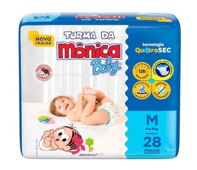 Mônica Baby – Fralda Turma, Jumbo M, 28 Unidades