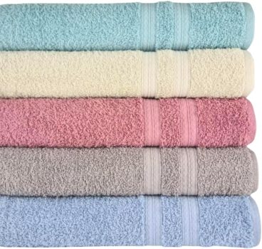 Kit 05 Toalhas de Banho Grandes e Grossas 80x150cm 100% Algodão 430g/m² Coleção Lisboa – Sortido