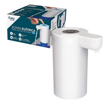 Bomba Elétrica Slim Para Galão de Água, recarregável USB, Branca, BMB0662, Euro Home