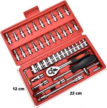 Kit 46 Chave Catraca Jogo De Soquetes Allen Torx Ferramentas catraca soquete de 1/4 barra de extensão