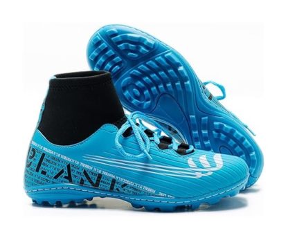 Chuteira Society Botinha Azul Blank Star Cano Alto com Solado Costurado