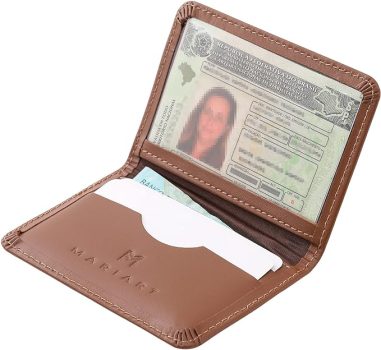 Carteira Feminina Couro Legítimo Porta Cartão CNH Notas Dobradas Mariart 154F