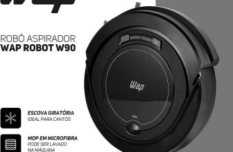 WAP ROBOT W90 – Aspirador de Pó Robô, Automático 3 em 1 Varre, Aspira, Passa Pano, MOP para Limpeza, 30W, Bateria Recarregável, Bivolt, Preto