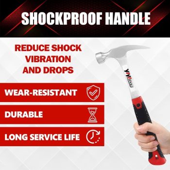 YIYITOOLS Martelo de garra reta – 473 g Estrutura forjada de aço peça única. Cabeça de martelos brilhantes polidos espelhados com cabo antiderrapante