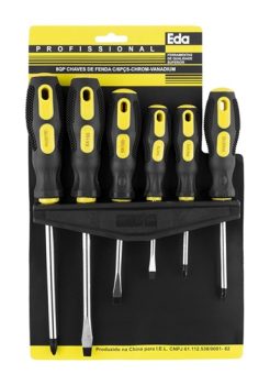 EDA Chaves De Fenda E Phillips Cromo Vanádio Jogo Com 6 Peças Eda