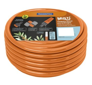 Tramontina Mangueira Super Flex com Engates Rosqueados e Esguicho em PVC, Laranja, 10 M