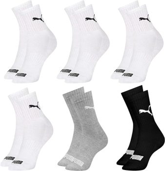 Kit 6 Pares Meia Puma Esportiva Cano Médio Algodão Atoalhada Everyday Adulto Feminino