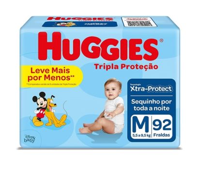 Huggies Tripla Proteção -Fralda, Tamanho M, 92 Fraldas