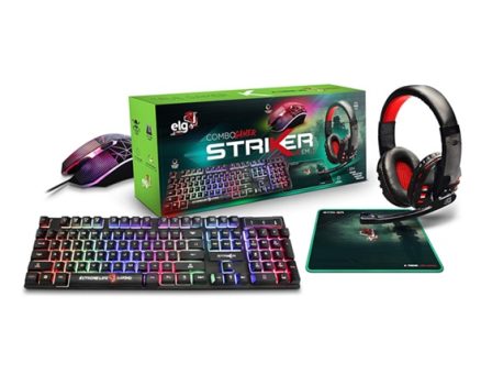 COMBO GAMER 4 EM 1 HEADSET CLEAR SOUND MOUSE 2400 DPI – CGSR41 – ELG, PRETO