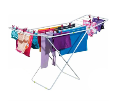 Varal De Chão Com Abas Retrátil Roupas Intimas Apartamento Articulado Mini Aço Branco Portátil Mor