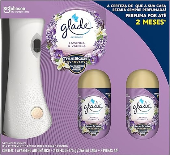 Desodorizador Glade Automatic Spray Aparelho com 2 Refis Lavanda e Baunilha 269 ml