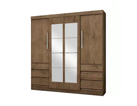Guarda-roupa Casal com Espelho 4 Portas 6 Gavetas Araplac Atraente Sofia