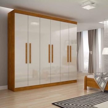 Guarda-Roupa Casal Malibu 6 PT Imbuia e Off White – Rufato