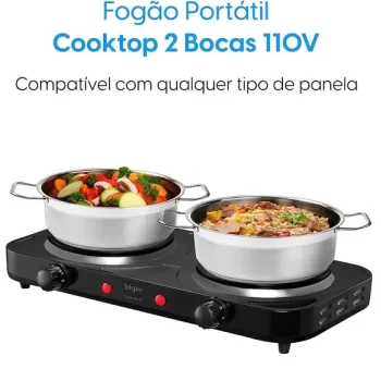Fogão Elétrico Portátil Cooktop 2 Bocas Elgin