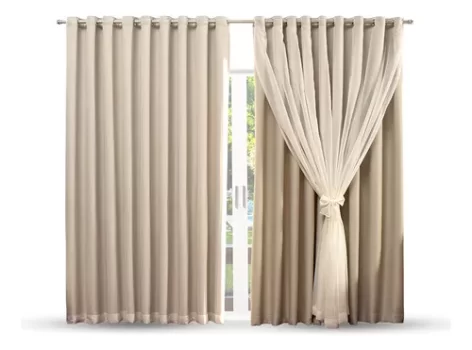 Cortina Blackout Com Voil 4,00m X 2,70m Blecaute Em Tecido Para Quarto E Sala