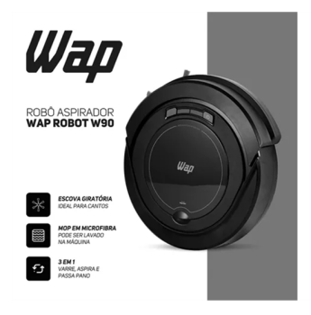 Robô Aspirador Wap Robot W90 3 Modos De Limpeza Fw009026