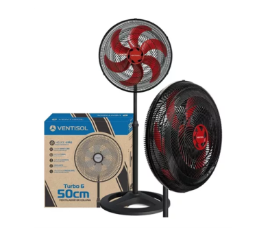 Ventilador Coluna Vermelho 50cm Pedestal 220v Turbo Ventisol Cor da estrutura Preto