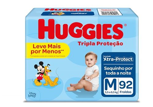 Huggies Tripla Proteção -Fralda, Tamanho M, 92 Fraldas