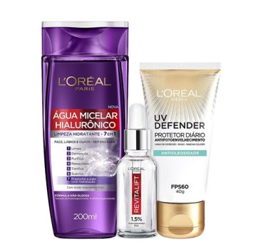 Kit L’Oréal Paris: Água Micelar + Sérum + UV Defender Antioleosidade