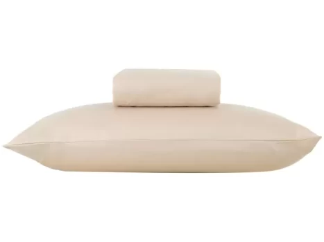 Jogo de Cama Casal Poliéster Marcelino Têxtil 400 Fios Hypercal Bege 3 Peças