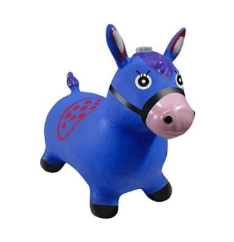 Cavalinho Upa Upa Grande Pula Pula Musical Borracha Resistente Inflável AZUL